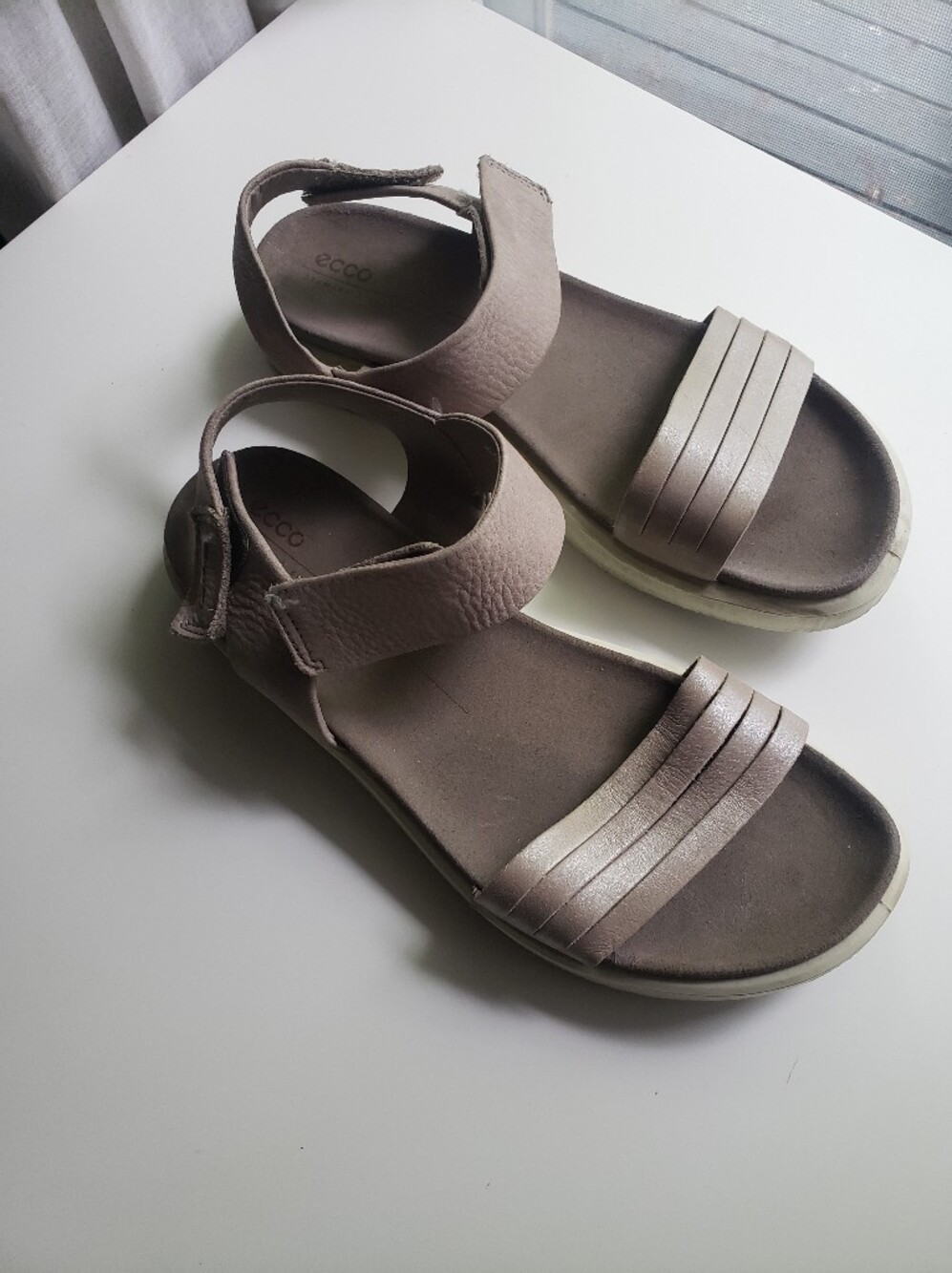 Ecco Leather Sandals in Light Taupe
